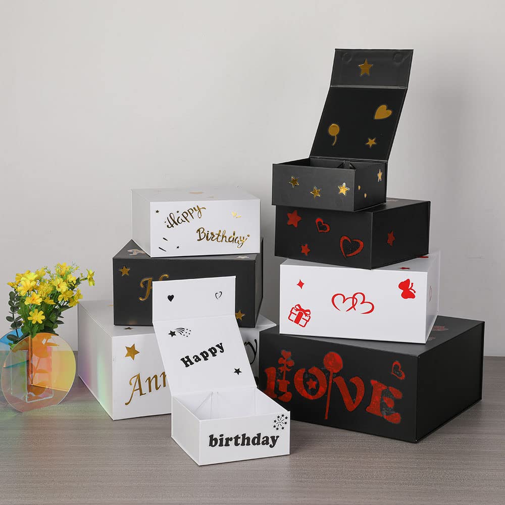 Black Gift Boxes 16 Pack,Large Gift Boxes in Bulk, Collapsible Gift Box with Lid Magnetic Closure, Packaging for Small Business, Parties, Boutiques, Bridesmaid Wedding Retail Bulk 12x12x6 inch