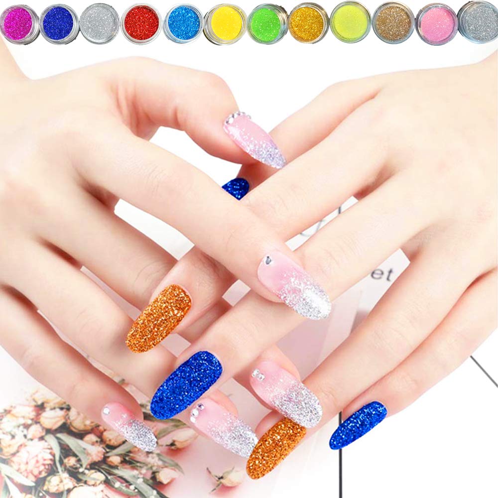 BLIFF Acrylic Nail Kit for Beginners with Everything Professional, 12 Glitter Acrylic Powder Women Nail Art Gifts DIY Decoration Tool