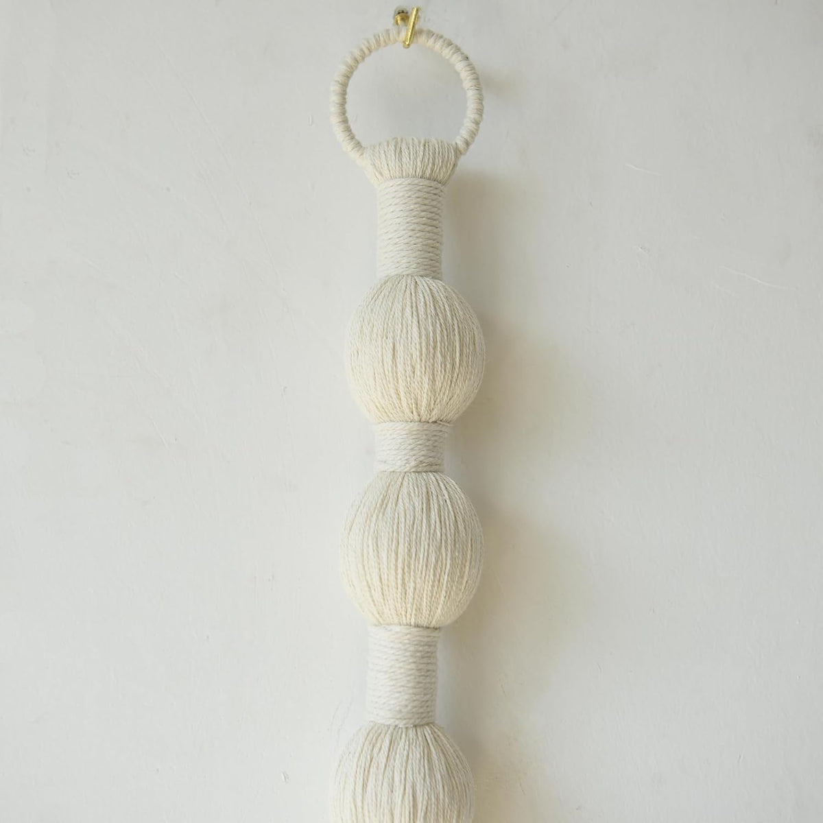 Macrame Wall Hanging Small Sphericity Cotton Textile Tassel Wall Hanging Fiber Yarn Art for Living Room Bedroom 27'' L x 2.3'' W