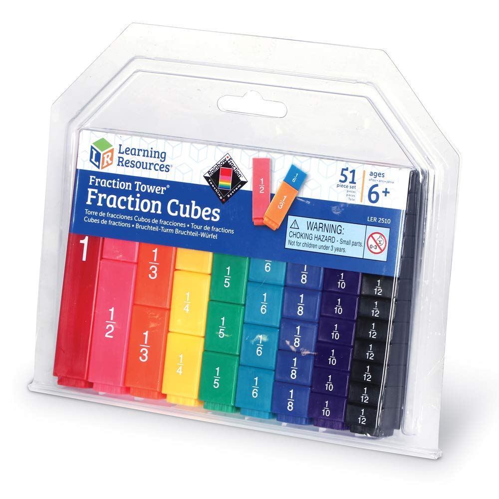 Learning Resources Fraction Tower Fraction Cubes, Kids Blocks, 51 Piece Set, Ages 6+