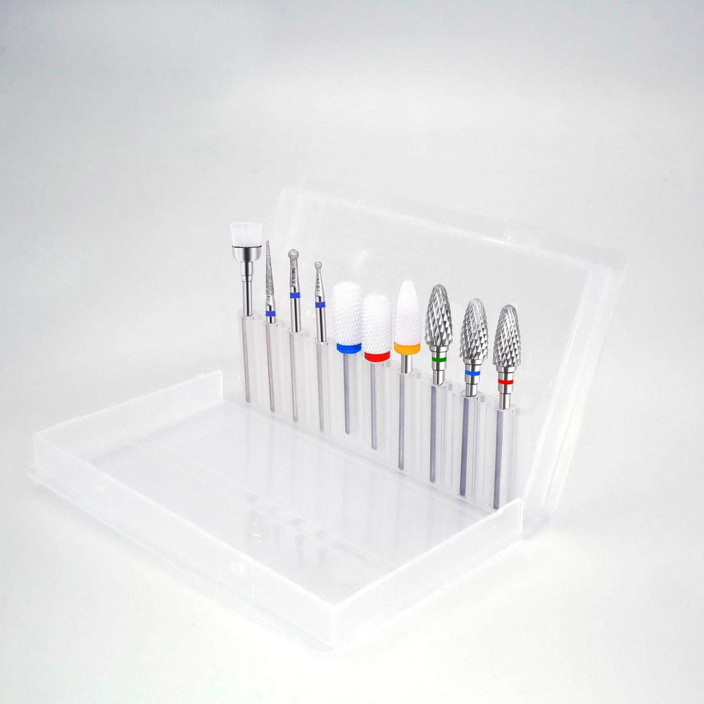 Fantexy 10 Pieces Ceramic Nail Drill Bits, 3/32 Inch Professional Acrylic Nail Bit Set, Nail File Bits Nail Art Tools for Electric Manicure Machine Home Salon Use