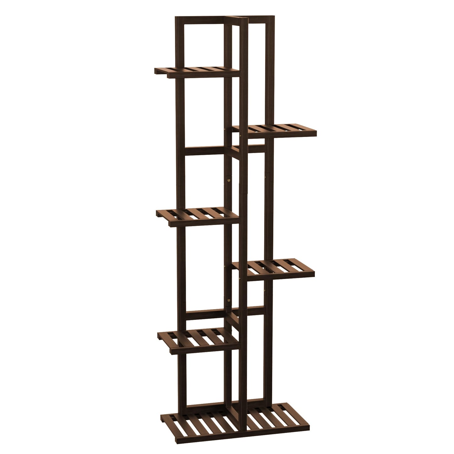 ROMGUAR CRAFT 6 Tier Bamboo Plant Stand Indoor, Wood Tall Flower Holder Corner Tiered Plant Shelf for Multiple Plants (Brown)