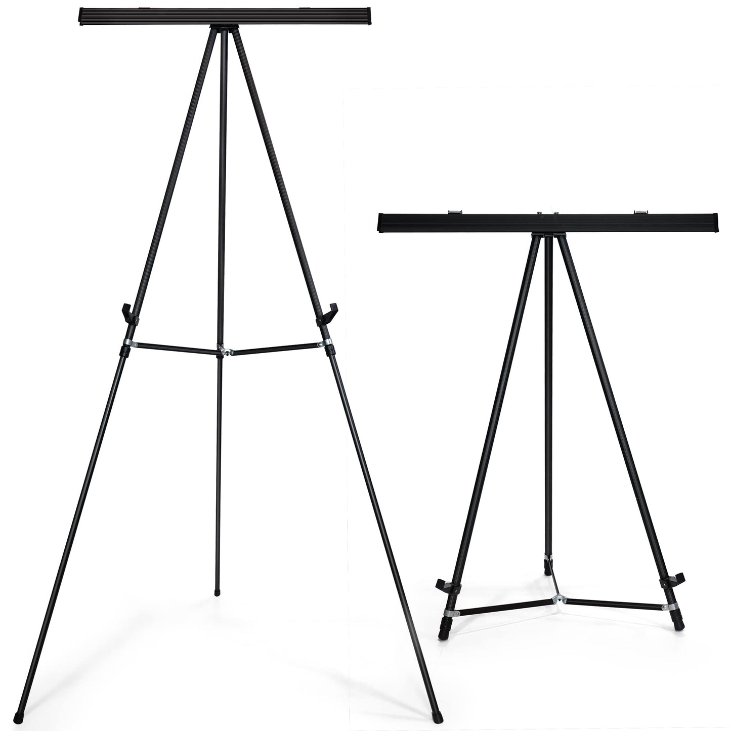 Falling in Art Aluminum Flip Chart Display Easel Stand with Adjustable Floor for Boardroom, Whiteboard, Paper Pads, Signage, 63 1/2'' High, Black