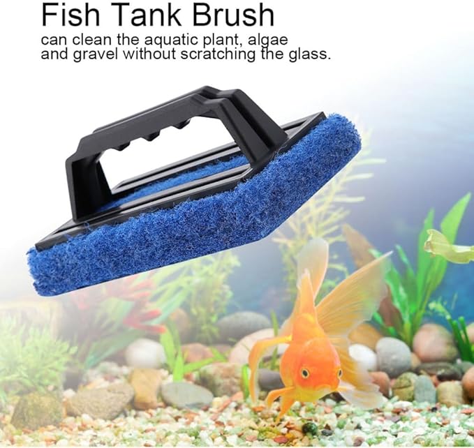 Chiffonade 5.7inch Aquarium Scraper Plastic Brush No Dead Angles Design Glass Cleaner Tool with Ergonomic Handle for Fish Tank Maintenance