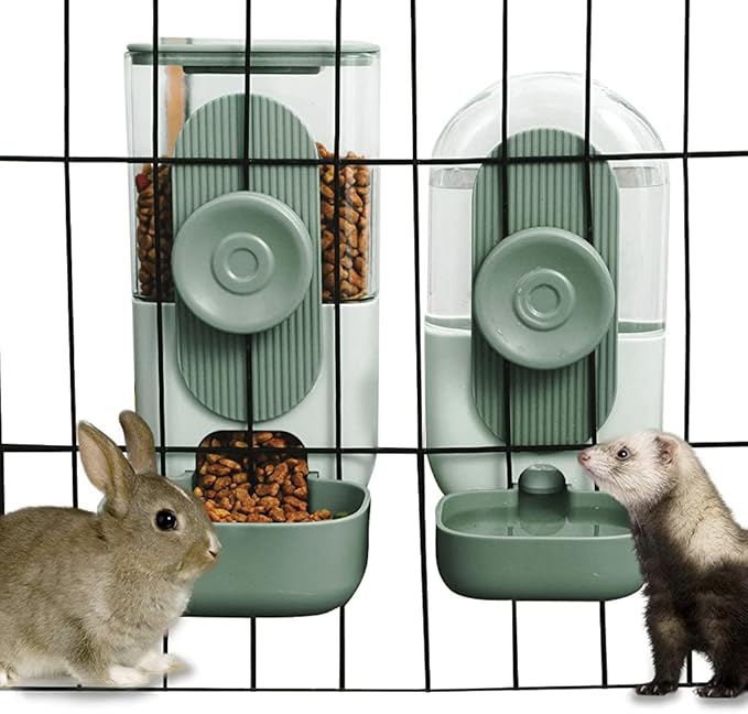 Rabbit Feeder, Bunny Water Bottle Dispenser, Pet Ferret Cage Food Bowl