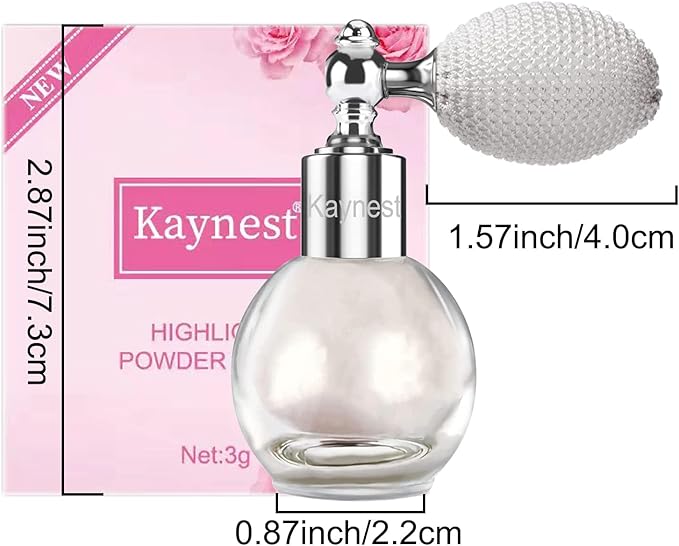 Pearl White Highlighter Spray, Loose Shimmer Powder High Gloss Makeup Mist for Body, Face, Hair, Long Lasting Glitter Hairspray for Festive Party, Stage Shows, Nightclubs, Bar