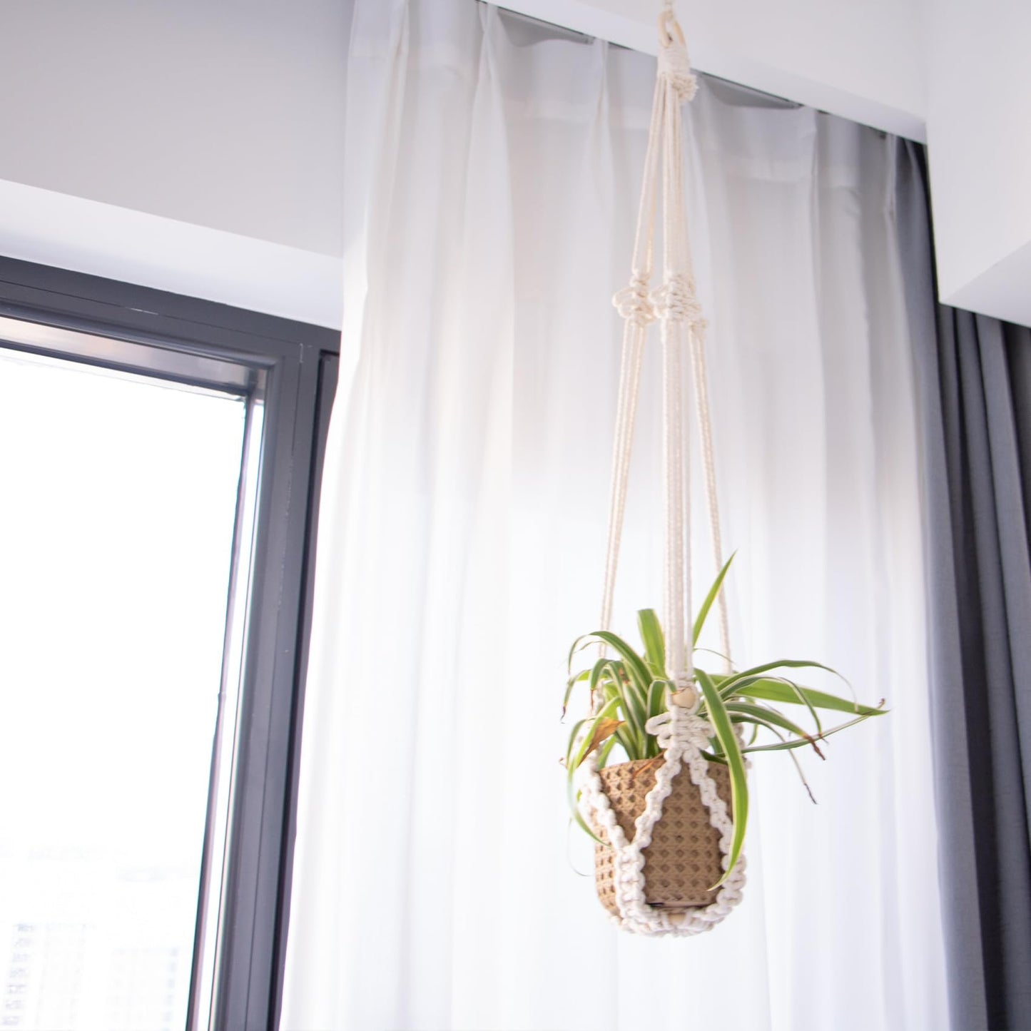 TENEWEE 3 Pack Macrame Plant Hangers Handmade Woven Boho Hanging Planters for Indoor Plants Window Balcony Home Decor