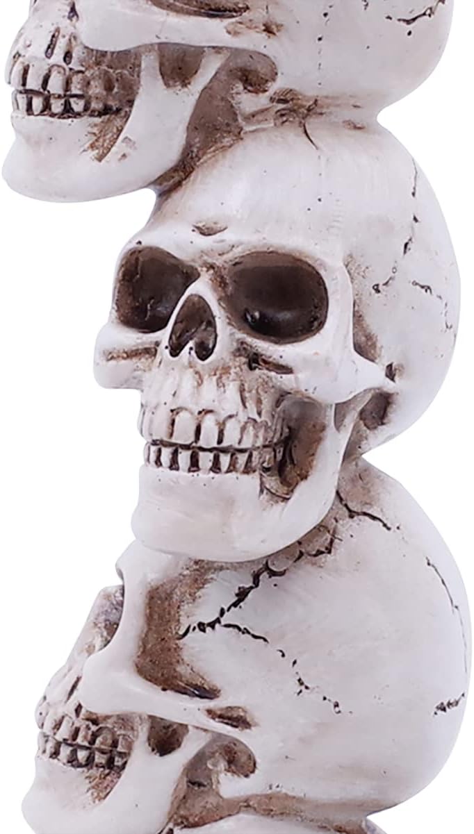 Etistta Halloween Skull Candle Holder for Fireplace Decorations, 9.5 Inch Tall Polyresin Candlestick Holders, White Bones Black Candlesticks for Decor, Set of 2