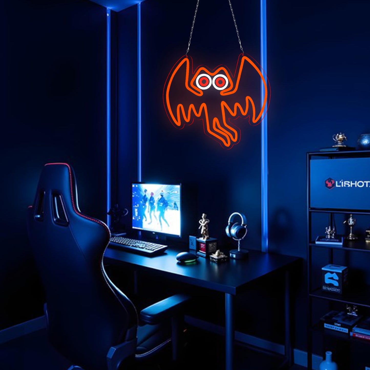 qbanziou Mothman Neon Signs for Wall Decor,Led Neon Light for Bedroom Office Party,Christmas Gifts for Children