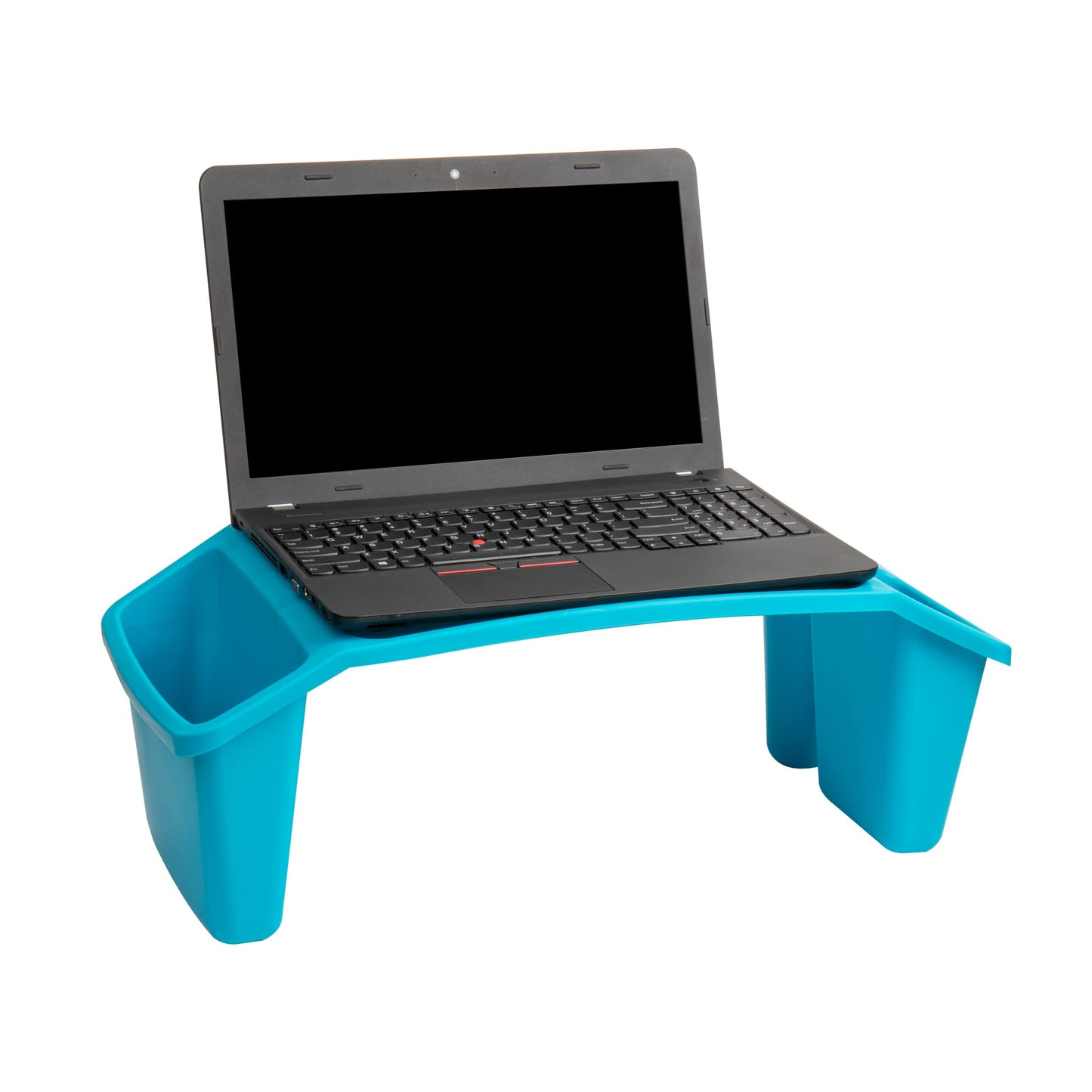 Mind Reader Kids Lap Desk, Portable Activity Tray with Side Storage, Stackable Plastic Desk for Drawing, Snacks, Study, Set of 2, Blue