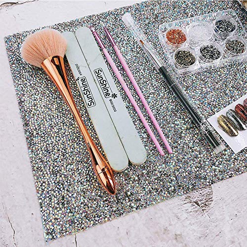 EBANKU Shiny Nail Table Mat, Nail Art Hand Rest Pad for Nail Art Cushion Pillow, Washable Portable Manicure Tool Salon Practice Hand Holder(Silver) - color: Silver