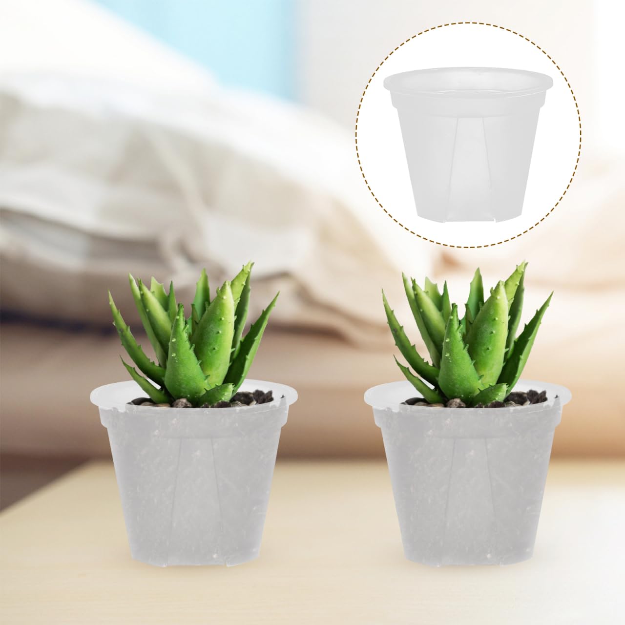 Alasum Transparent Planter Pots with Drainage Holes 10 Pack Clear Plastic Nursery Pots 3.93X3.93X3.14In for Succulents Cactus Orchid Small Flowers Root Control for Home Office