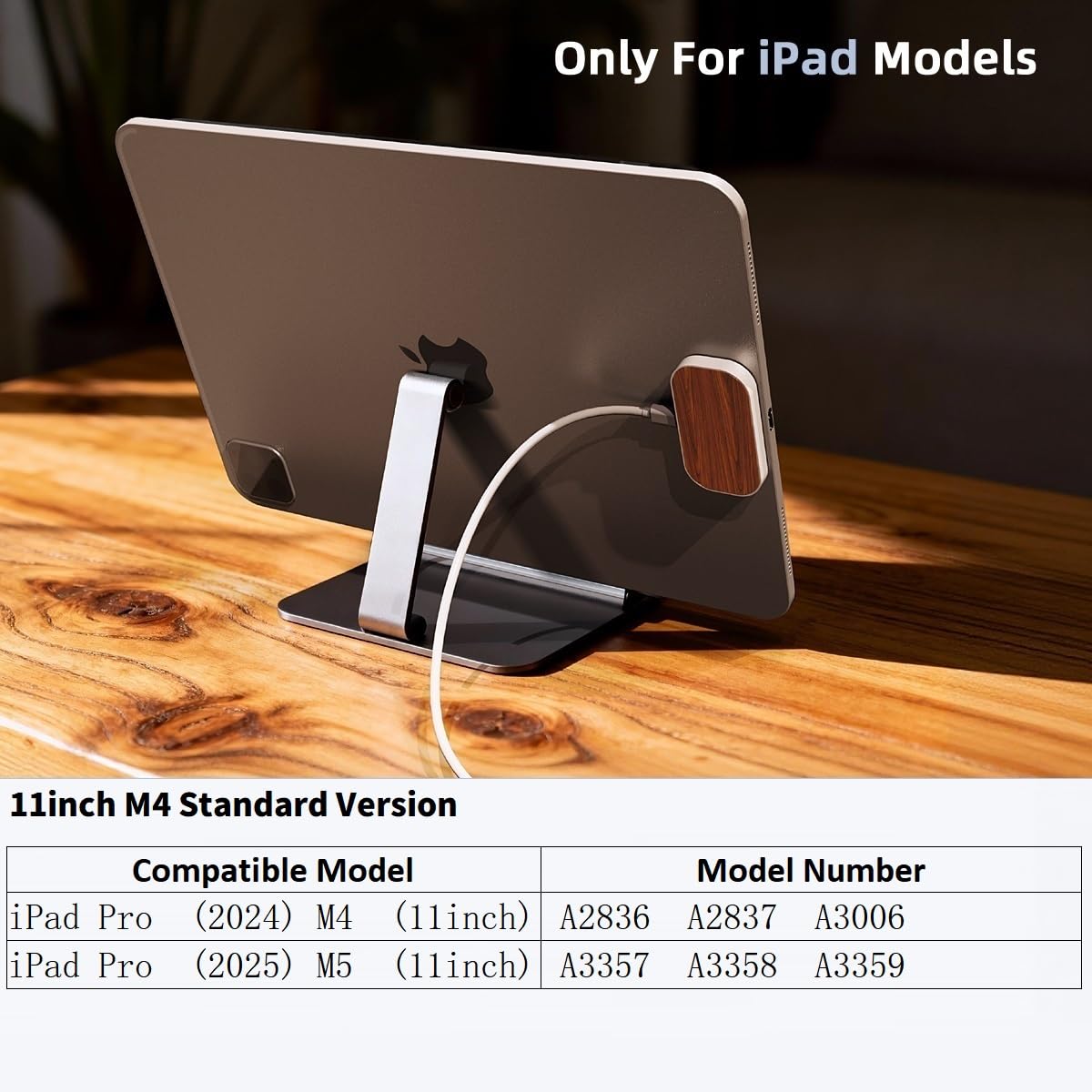 Magnetic Wireless Charger for iPad Pro iPad Pro 11 (2024/2025 M4) ONLY, 18W Fast Charging Smart Connector Charger, Aluminum Alloy Wireless Charging Pad with USB-C Cord Cable