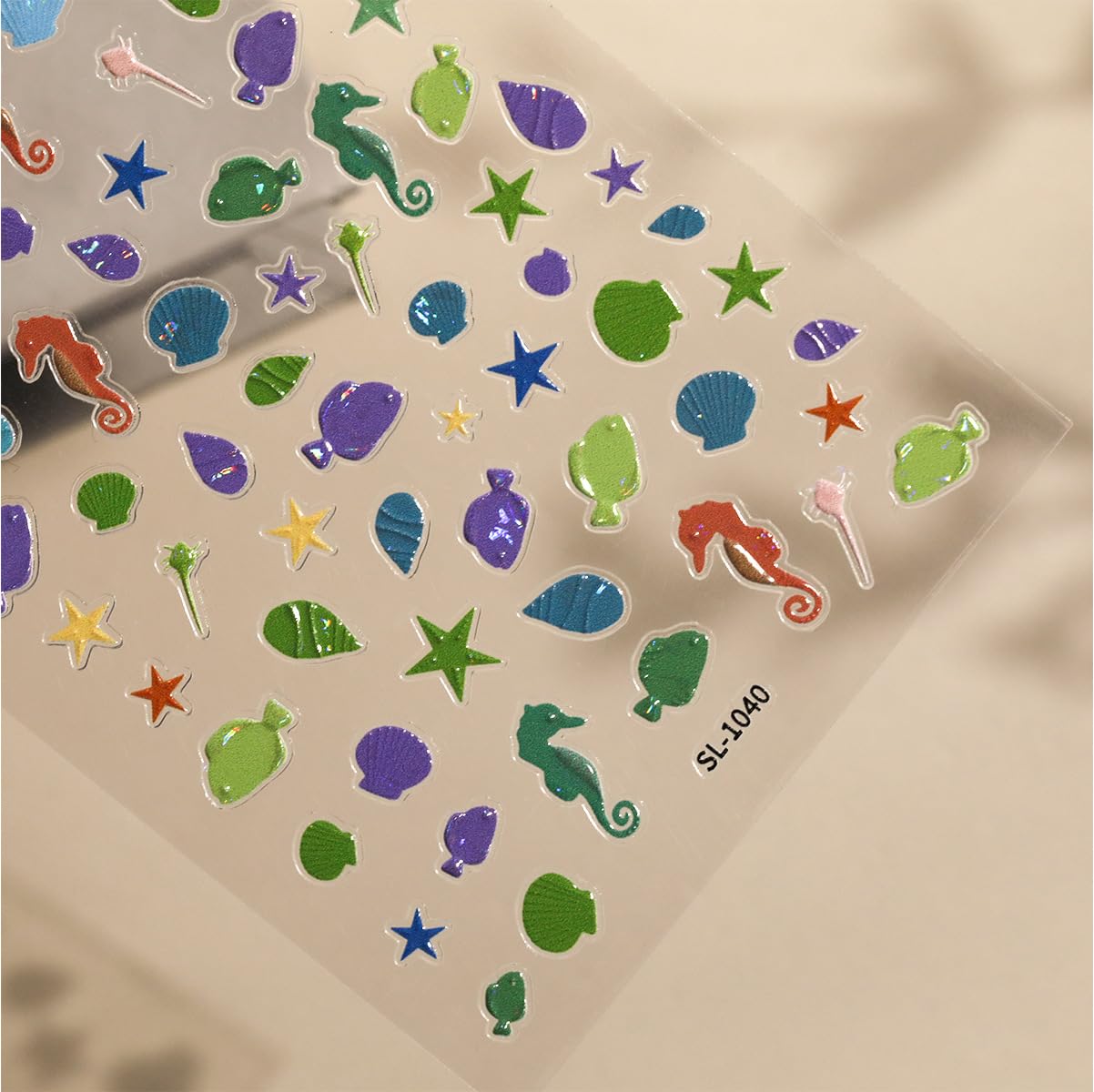 SIMAYKUWA Summer Ocean Style 5D Embossed Dream Shell Starfish Jellyfish Beach Nail Stickers - DIY Nail Art Decorations for Summer Vacation A Set of 3 Sheets