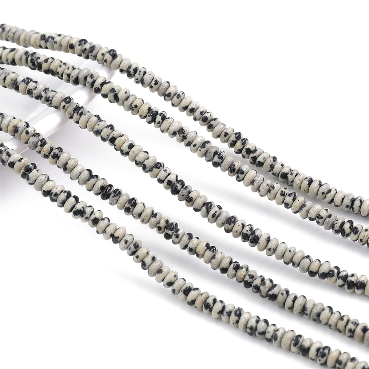 BEADIA Natural Dalmatian Stone Spacer Beads Caps Rondelle Disk Loose Beads for Beading Jewelry Making 4mmx2mm 38cm