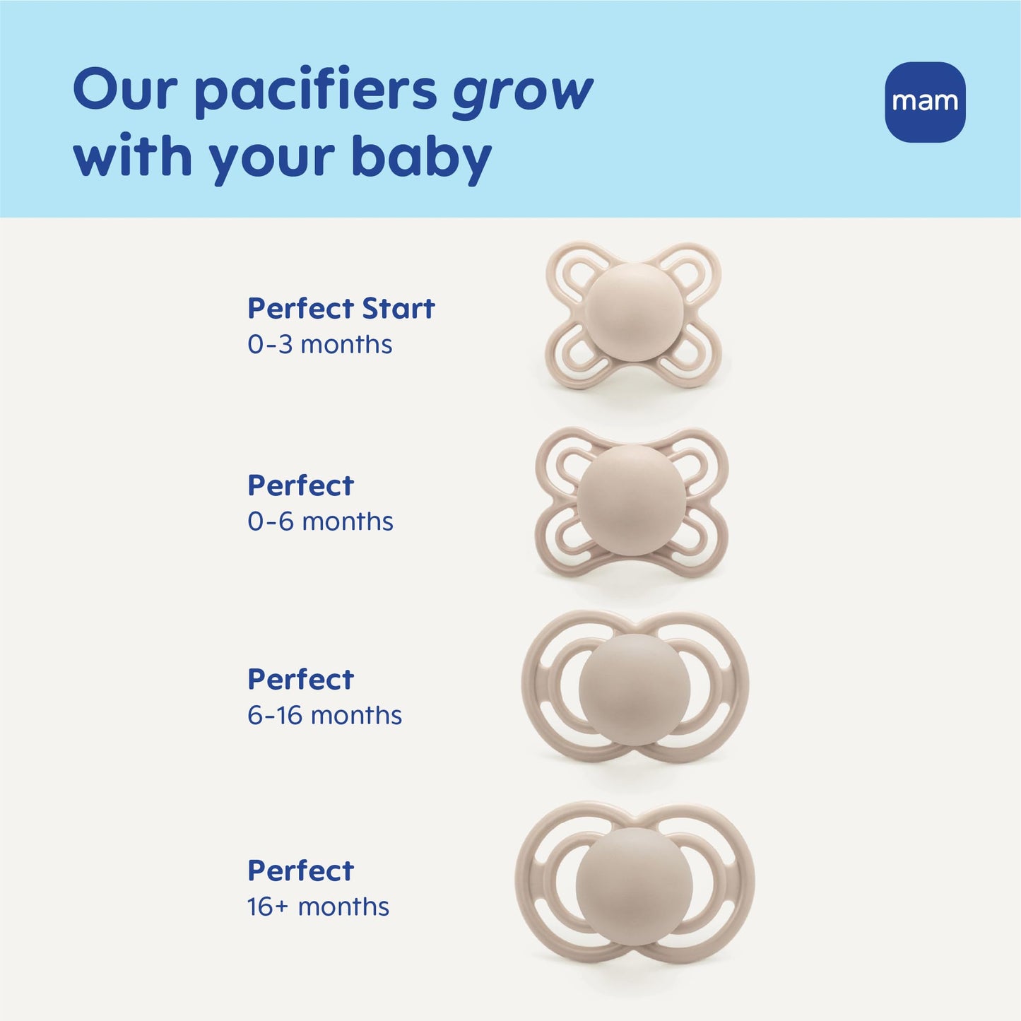 MAM Perfect Baby Pacifier 16+ Months, Extra Thin Nipple, Developed with Orthodontists, Clinically Proven, Glows in The Dark, BPA-Free Silicone, Pack of 2, Made in Europe