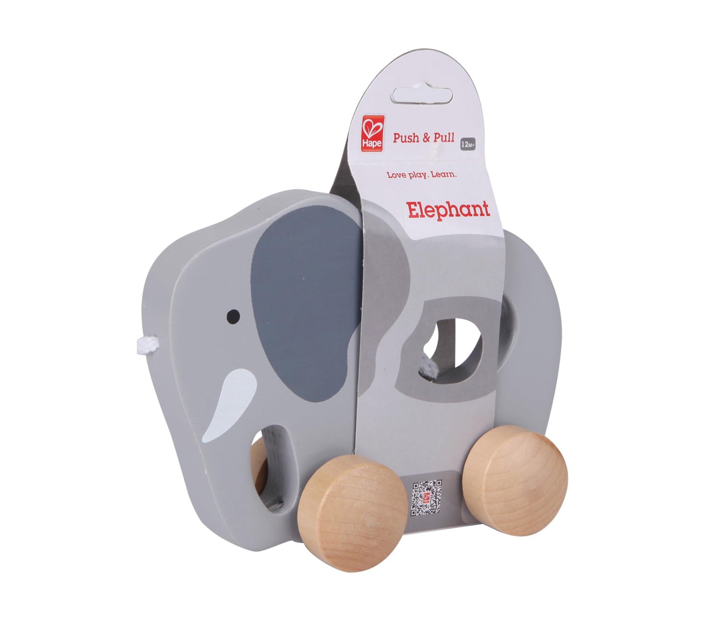 Hape Wooden Elephant Pull-Along Baby Toy| Early Learning Push and Pull Toys for Toddlers Age 1 Years and Up