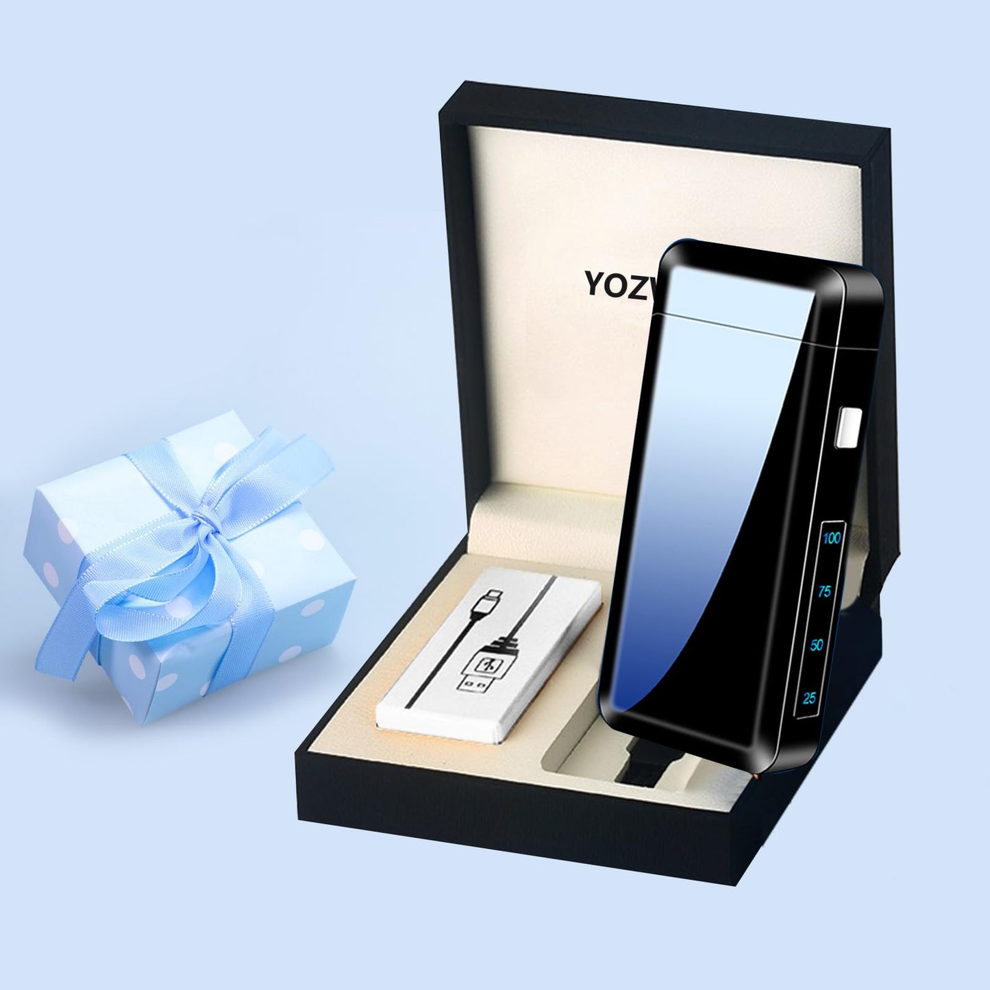 YOZWOO Electric Lighter Type-C Rechargeable Lighters Plasma Lighter High Power Flame Arc Lighters Windproof Electronic Lightre with Smart Chip for Candles, Incense with High-Grade Gift Box(Ice Colour)