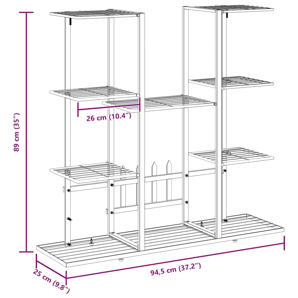 ZXQVLMRS Rectangular Metal Flower Stand, 3-Tier Iron Plant Shelf for Indoor and Outdoor Home Garden Decoration, Black Tiered Display Rack