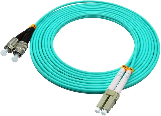 Jeirdus 10 Meters 33ft LC to FC Duplex 50/125 10G OM3 Multi-Mode Fiber Optic Cable Jumper Optical Patch Cord LC-FC