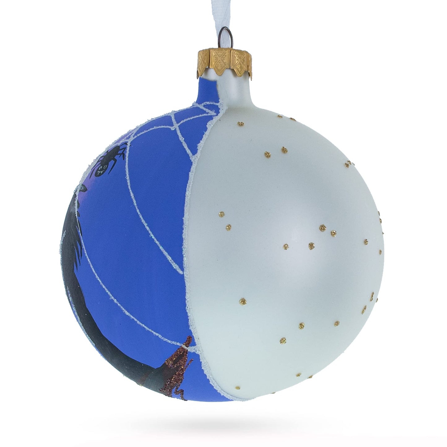 The Witch on Halloween Glass Ball Christmas Ornament 4 Inches