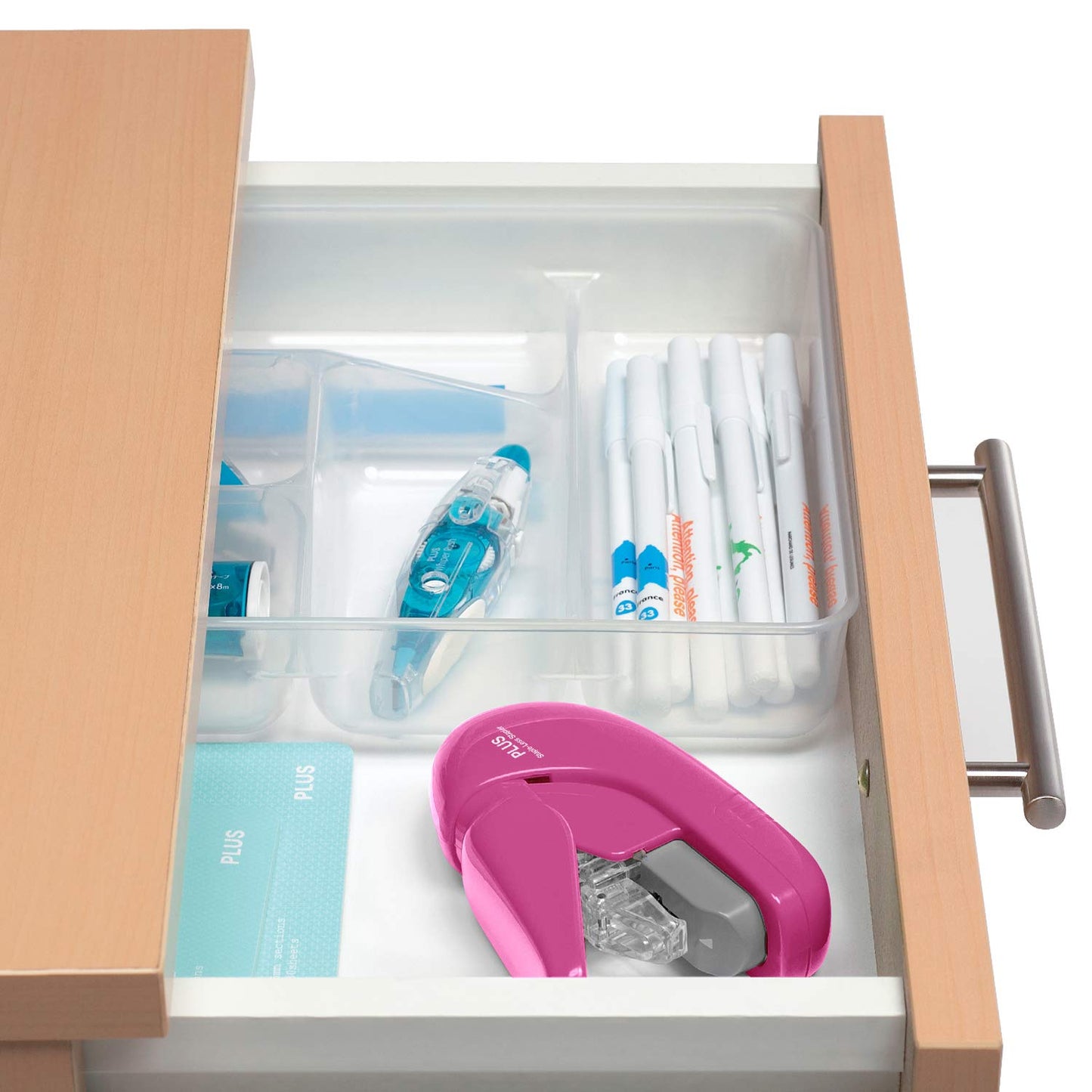 Plus Paper Clinch Staple-Free Stapler, Pink