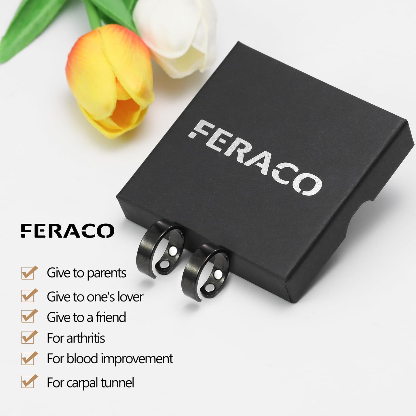 Feraco 2 PCS Copper Rings for Women,99.99% Pure Cooper Magnetic Therapy Thumb Ring Jewelry with Magnets