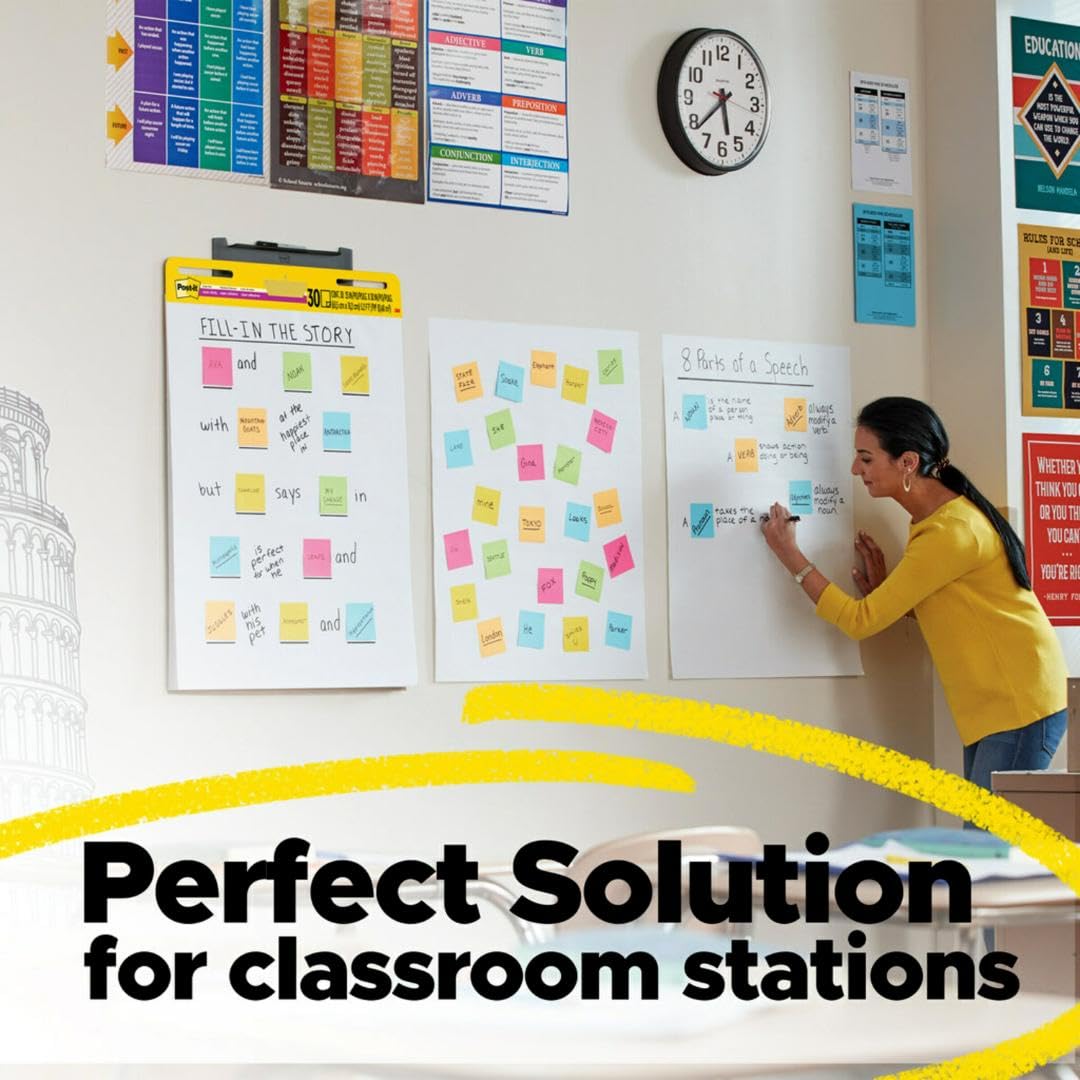 Post-it Super Sticky Easel Pad, 25 x 30 Inches, 30 Sheets Per Pad, 4 Pads, Large, White, Premium Self Stick Flip Chart Paper, Anchor Chart, Office Supplies & School Supplies, Great for Teachers and Students