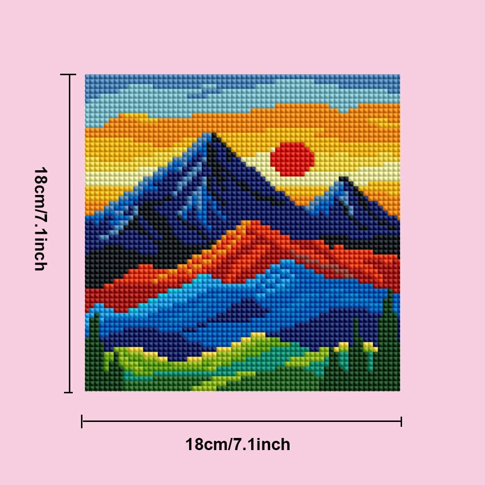 Huacan Mini Diamond Painting Kits 10 Pcs Pre-Printed Landscape Pattern Half Drill Round Diamond Art Kit for Adults Home Wall Decor