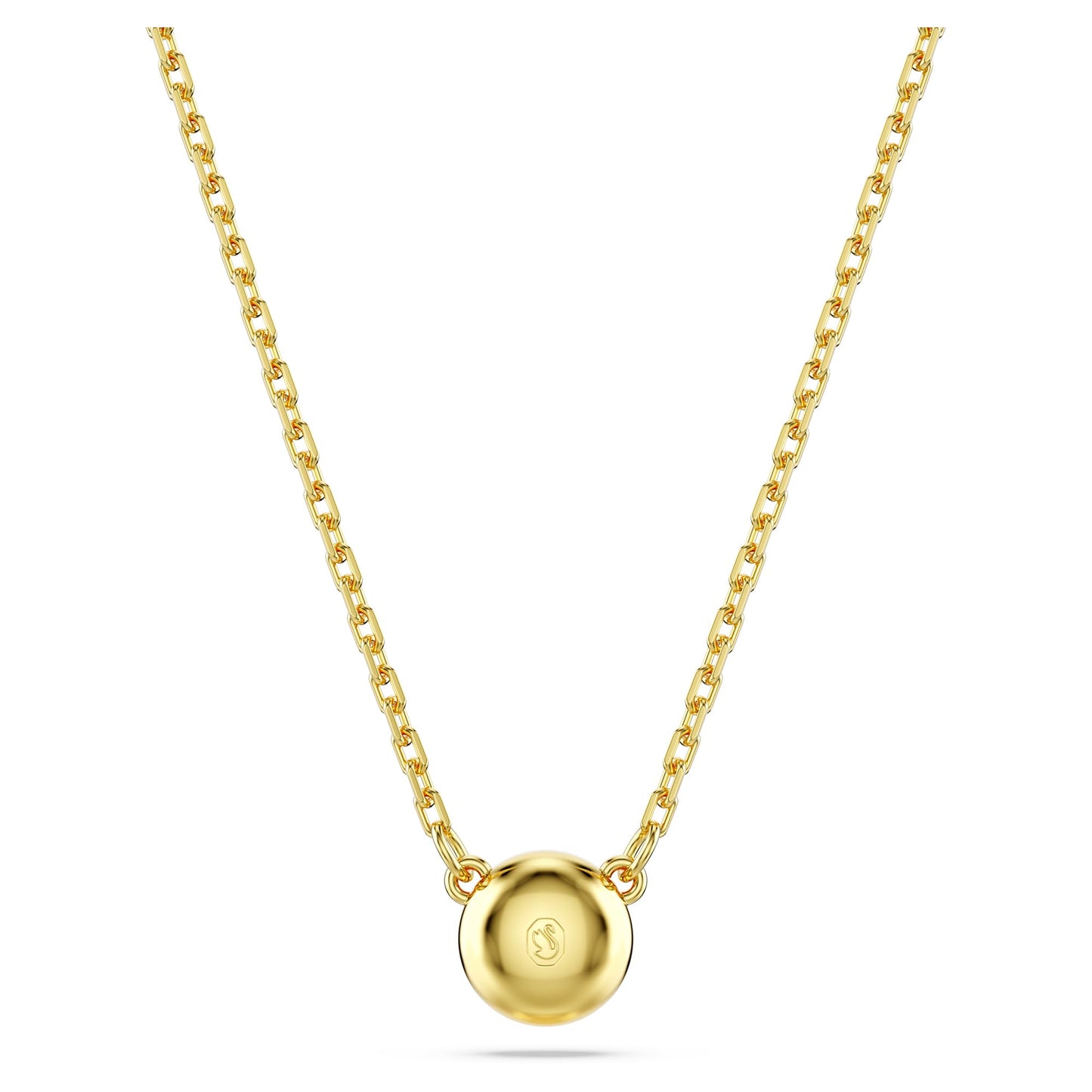 Swarovski Imber Pendant Necklace, Clear Round-Cut Crystal in a Gold-Tone Finished Puffy Bezel Setting, Part of the Imber Collection