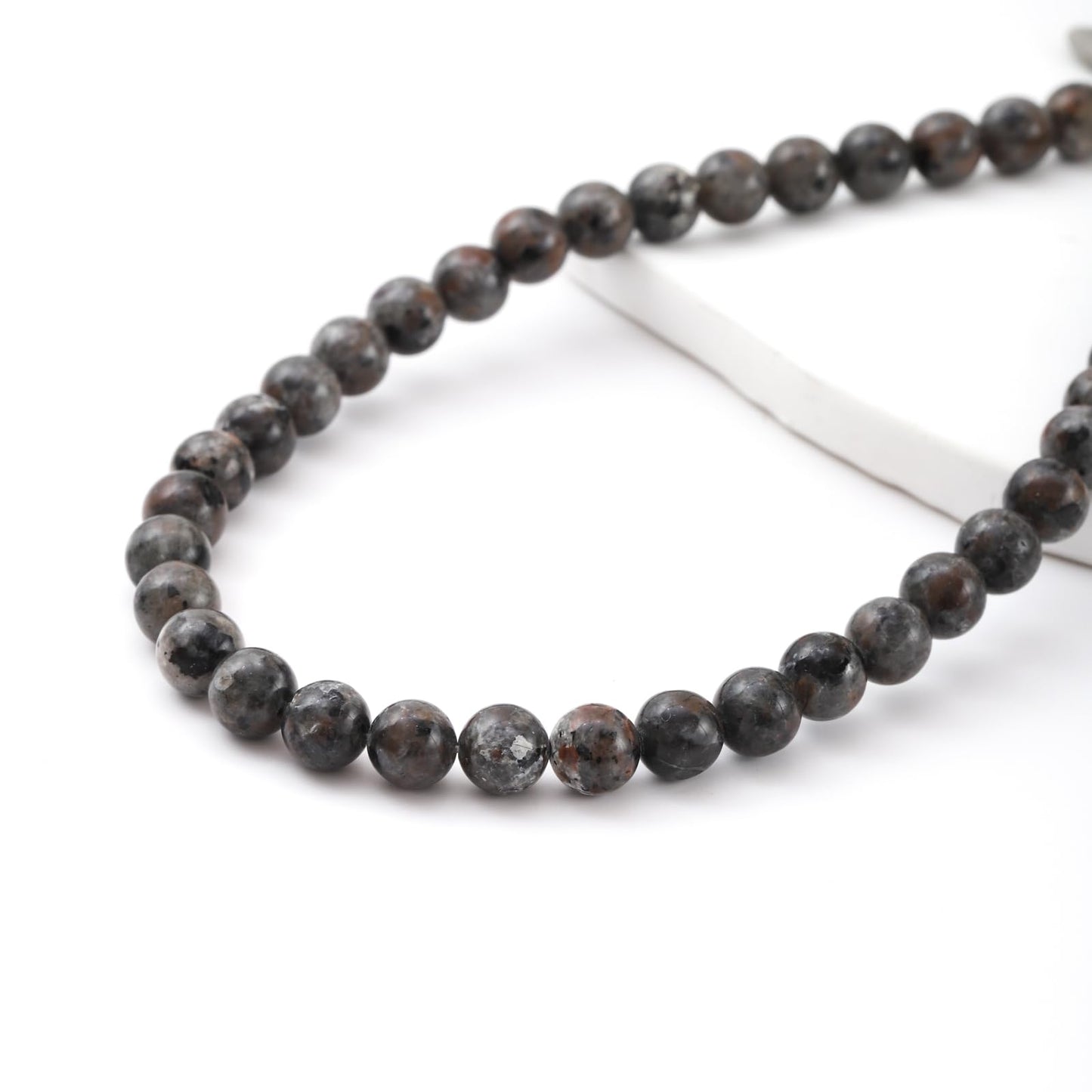 8mm 45pcs DIY Natural Black Labradorite Stone Beads Round Healing Crystal Gemstone Loose Beads for Jewelry Making Handmade Bracelet Necklace