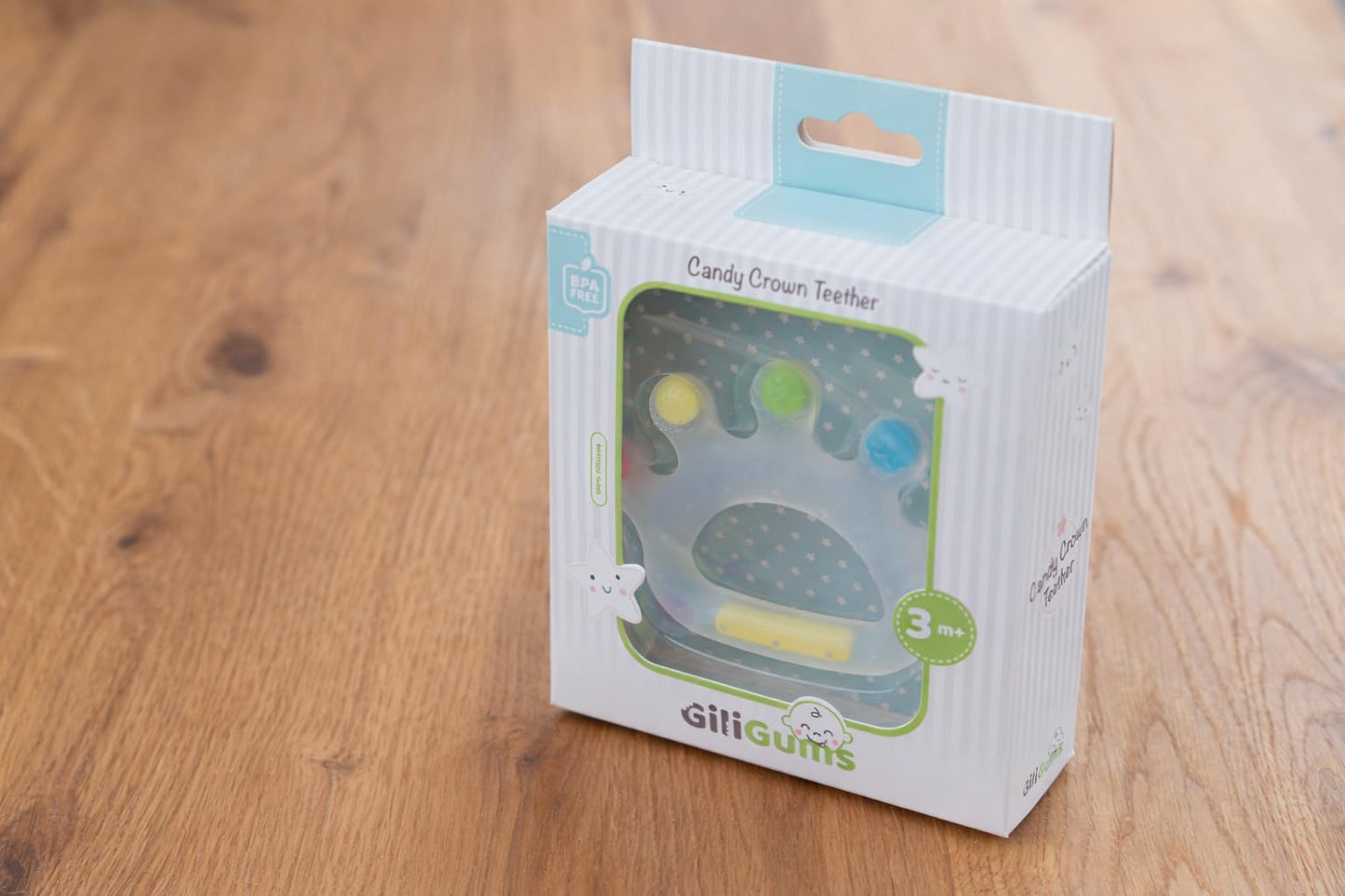 GiliGums Candy Crown Cooling Teether for Babies 3-36 Months — 100% Food Grade Silicone Hand-Shaped Baby Teething Toy | 6 Textured Surfaces, Fridge-Cool Gum Relief | BPA-Free Sensory Teether