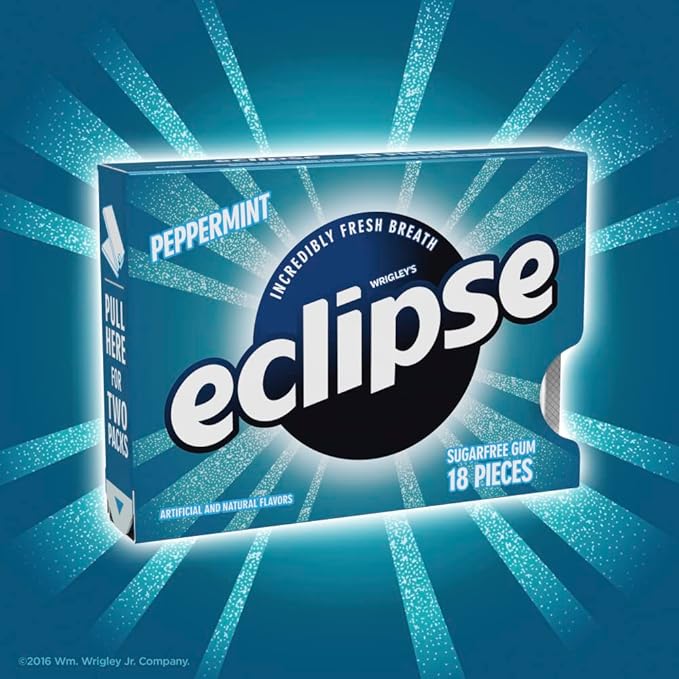 ECLIPSE Peppermint Sugar-Free Chewing Gum - 8 Packs, 18-Count Each Gum Packs