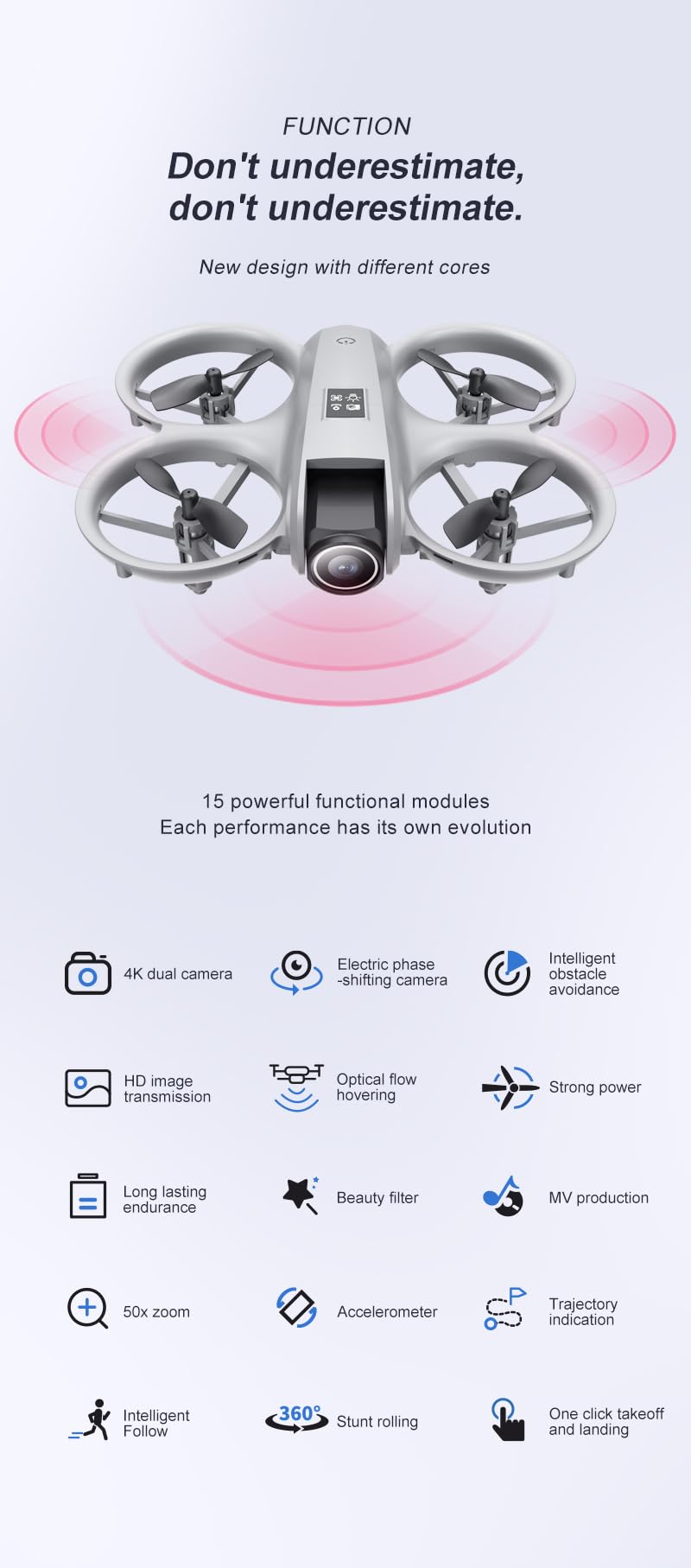 Little Pilot X18 RC Toy Drone with Dual Cameras, Propeller Guards, One-Key Takeoff/Landing, Intelligent Obstacle Avoidance, 3D Flips, Hovering, LED Lights,Batteries, Dual Control via Remote & App,Flight First Lesson XI8 Mini Quadcopter RC Drone Lets the