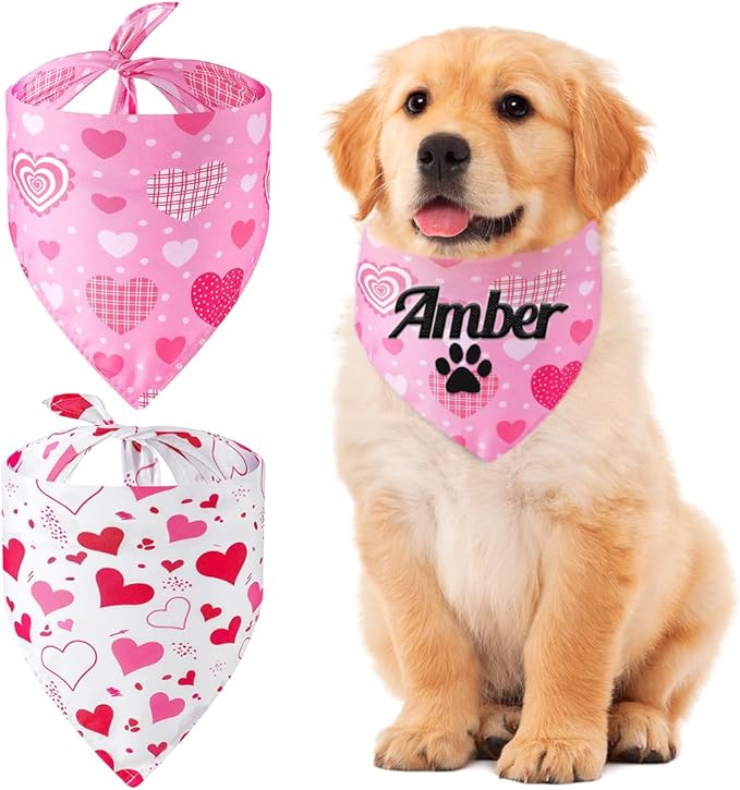 Personalized 4th of July Dog Bandana Embroidered Name Custom Dog Scarf
