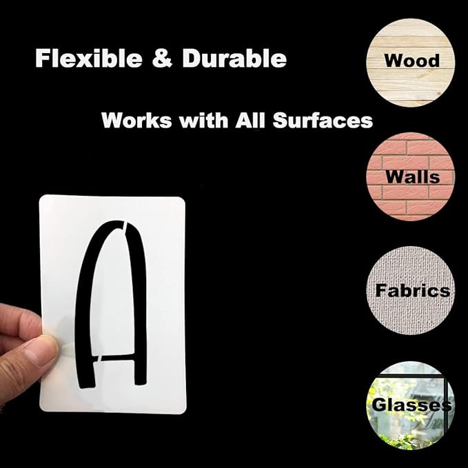 6 Inch Alphabet Letter Stencils for Painting - 42 Pack Letter and Number Stencil Templates with Signs for Painting on Wood, Reusable Letters and Numbers Stencils for Chalkboard Wood Signs & Wall Art