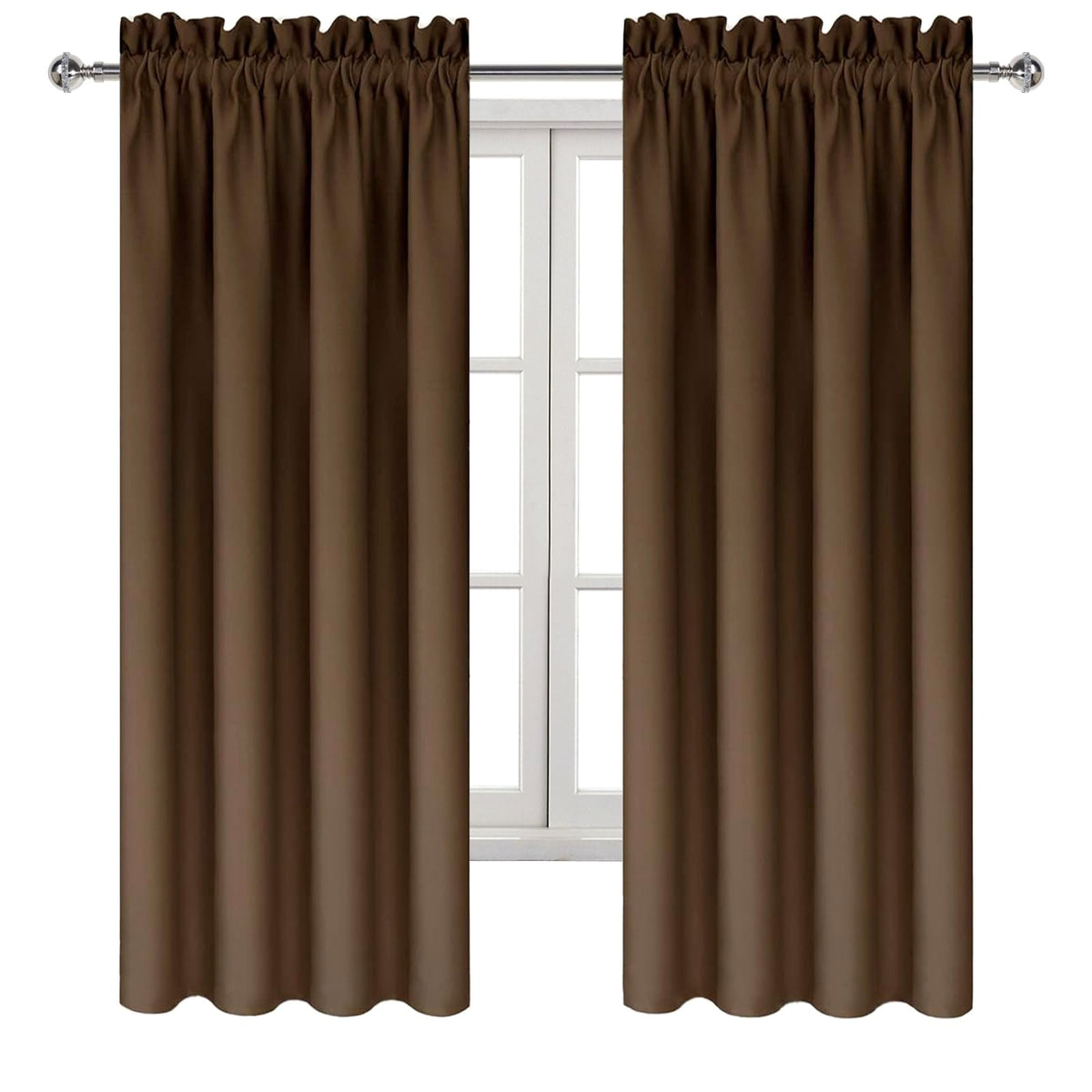Blackout Curtains for Bedroom Living Room 42 x 63 Inch Long Brown