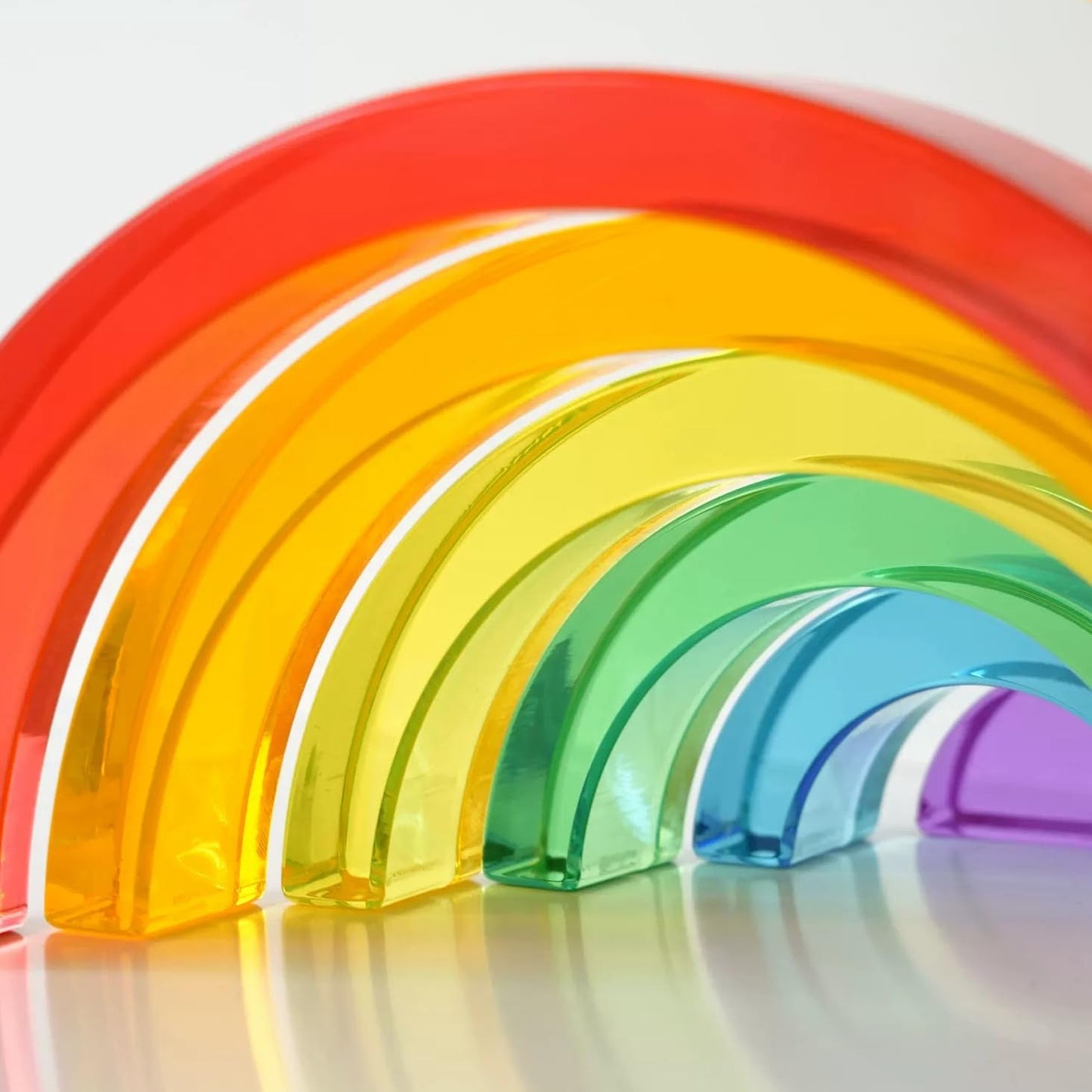 KOAICS 6PCS Acrylic Rainbow Stacker Toy, 100% Acrylic Stacking Toy,Montessori Arch Bridge Rainbow Building Blocks for Kids, Educational Sensory Light Learning Toys