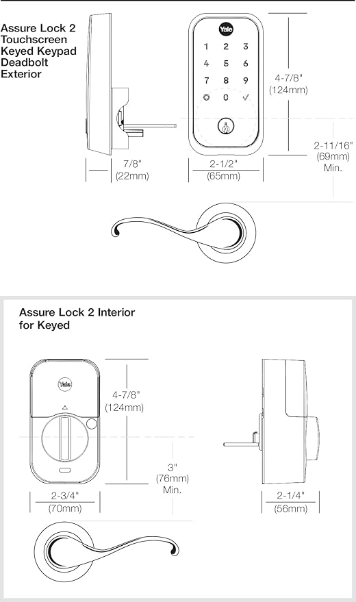 Yale Assure Lock 2 Deadbolt, Black Suede Digital Touchscreen Entry Door Lock with Electronic Keypad and Back-Up Key and Z-Wave, YRD420-ZW2-BSP