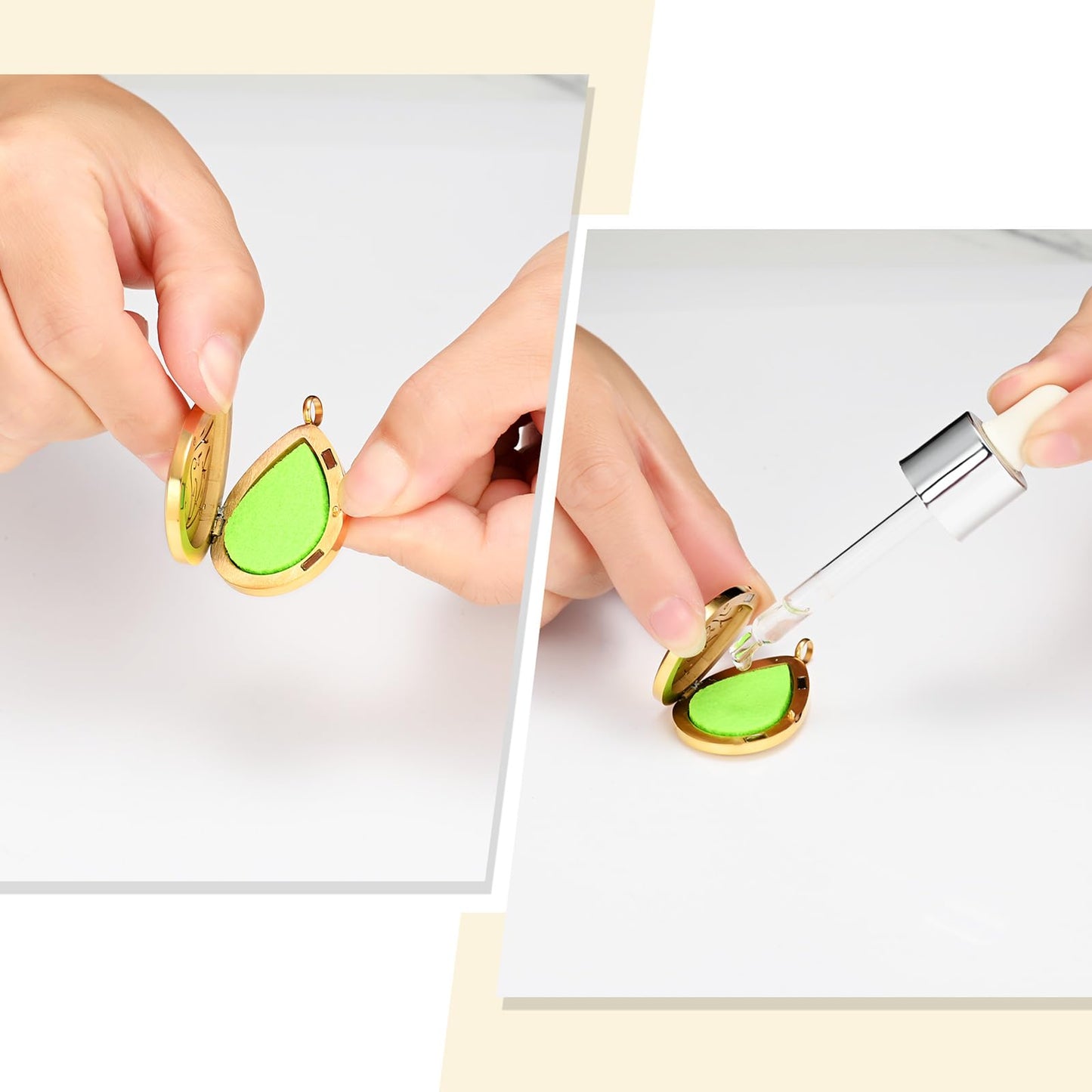 mingkejw Teardrop Essential Oil Diffuser Necklace Aromatherapy Pendant Locket Jewelry Stainless Steel Perfume Necklace| 22’’ Adjustable Chain| 12 Refill Pads| Gift Box