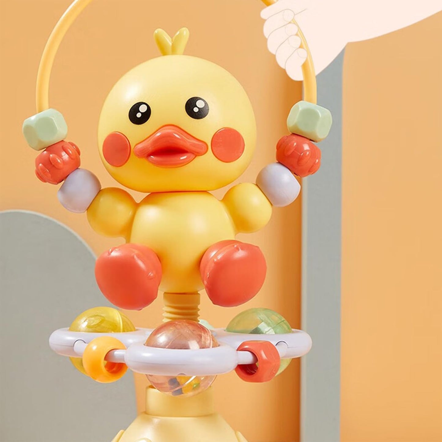 lebowen Baby Musical Toy, Duck Suction Cup High Chair Table Soother, Grip and Spin Toy, Interactive Development, Suitable for 10-36 Months, Baby Gift, Excellent Birthday Present Choice