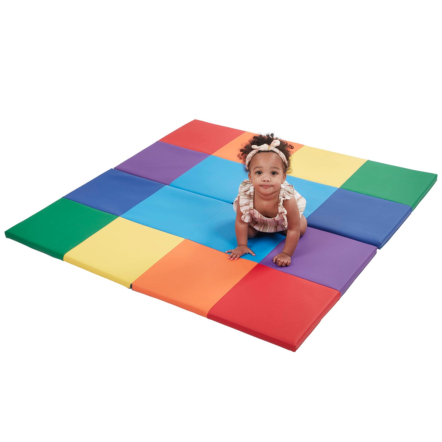 ECR4Kids SoftZone Square Dance Folding Activity Play Mat, 48in Square, Baby Essentials, Assorted