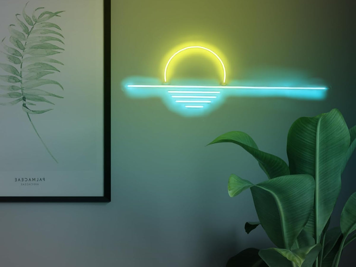 LED Decorative Lights USB Mountains Sunrise Sunset Led Neon Signs Home Decoration Wall Art Holiday Gift Brightness Adjustable 16.5''x9.5''