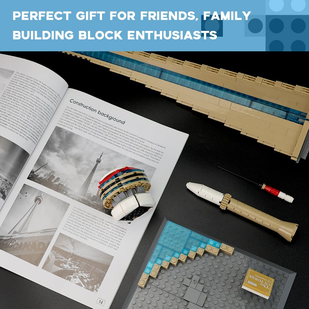 ArtorBricks CN Tower Model Building Kit – 400-Piece Premium Architectural Set, Compatible with Major Brands, Detailed Landmark Replica for Collectors & Hobbyists (28” Tall, 6.9” Base)