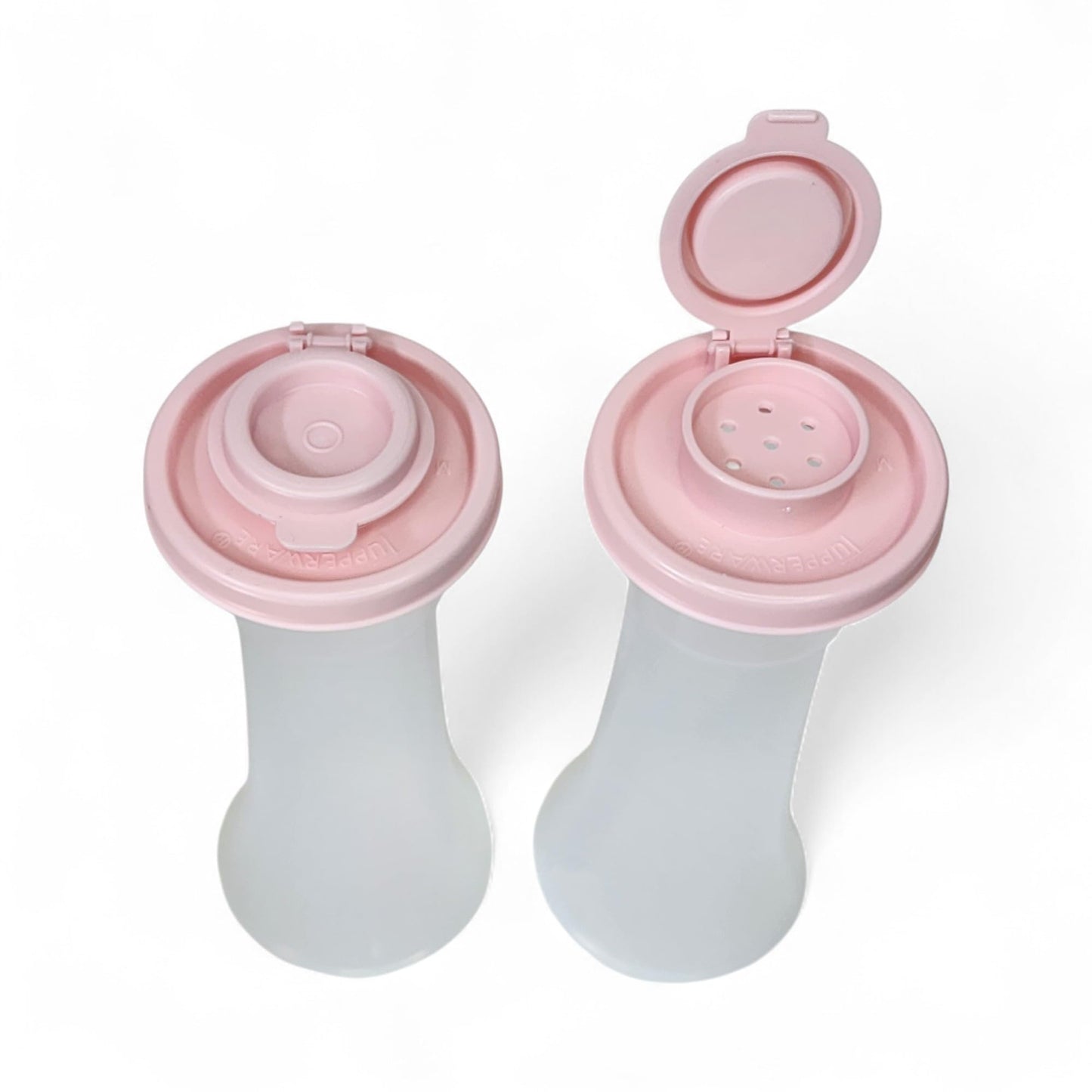 Tupperware Large Hourglass Salt and Pepepr Shaker Set Powder Pink