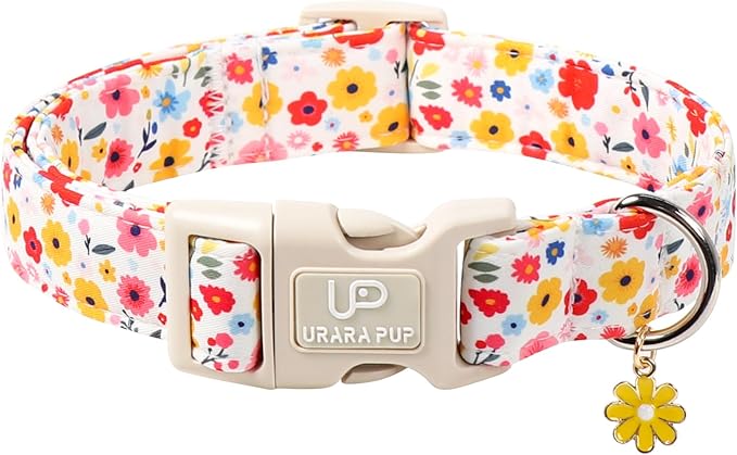 UP URARA PUP Summer Dog Collar, Adorable Dinosaur Cotton Dog Collar with Quick Release, Gift Dino Collars for Small Medium Large Boys Dogs Cute Durable Comfortable Pet Collars