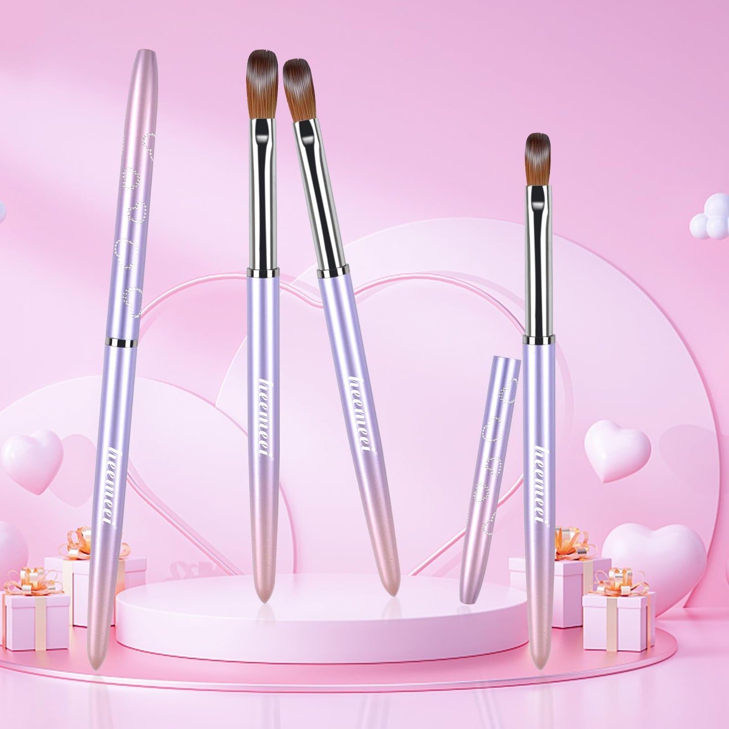 heemeei Acrylic Nail Brush Size 10, 100% Pure Kolinsky Nail Art Brush, Sturdy Handle Acrylic Powder Design Tools for Professional Manicure DIY Home Salon (10#)