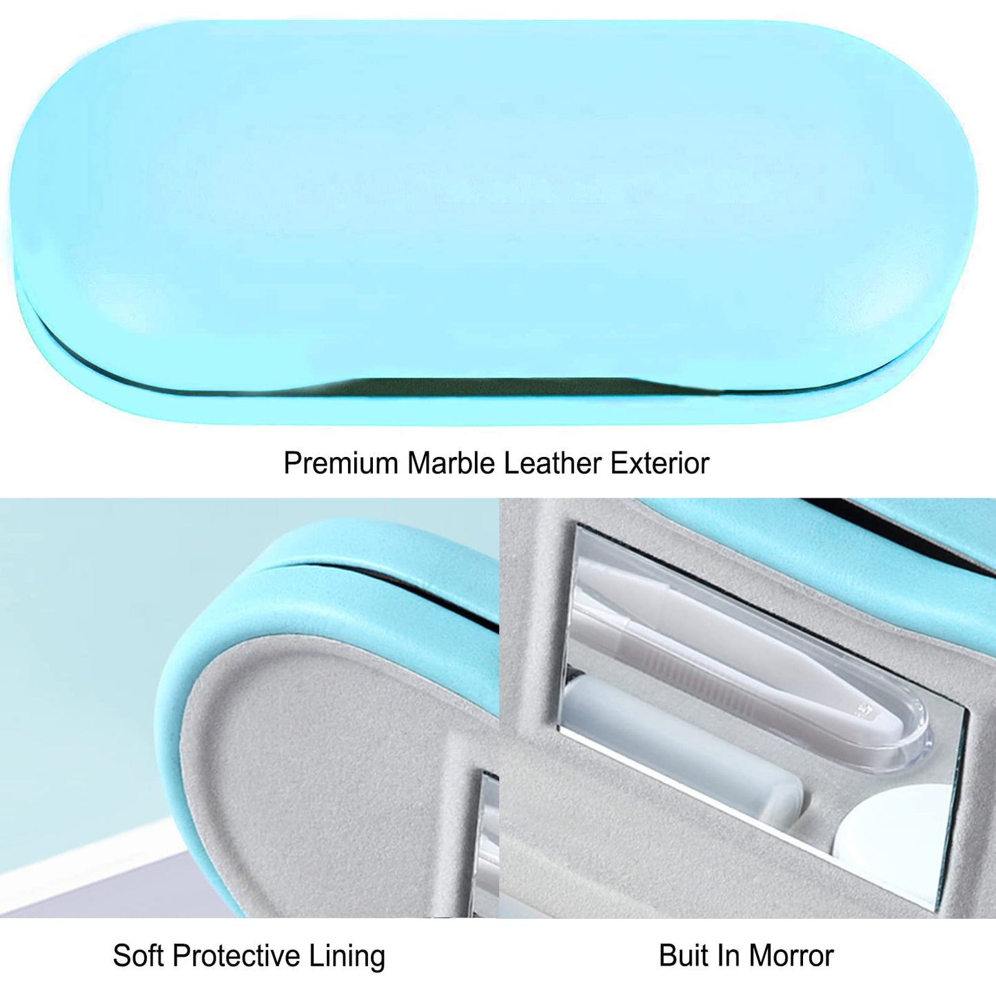 AITIME 2 in 1 Double Sided Portable Contact Lens and Eyeglasses Case - Marbling, Multifunction, Durable, Compact, Portable Storage Kit