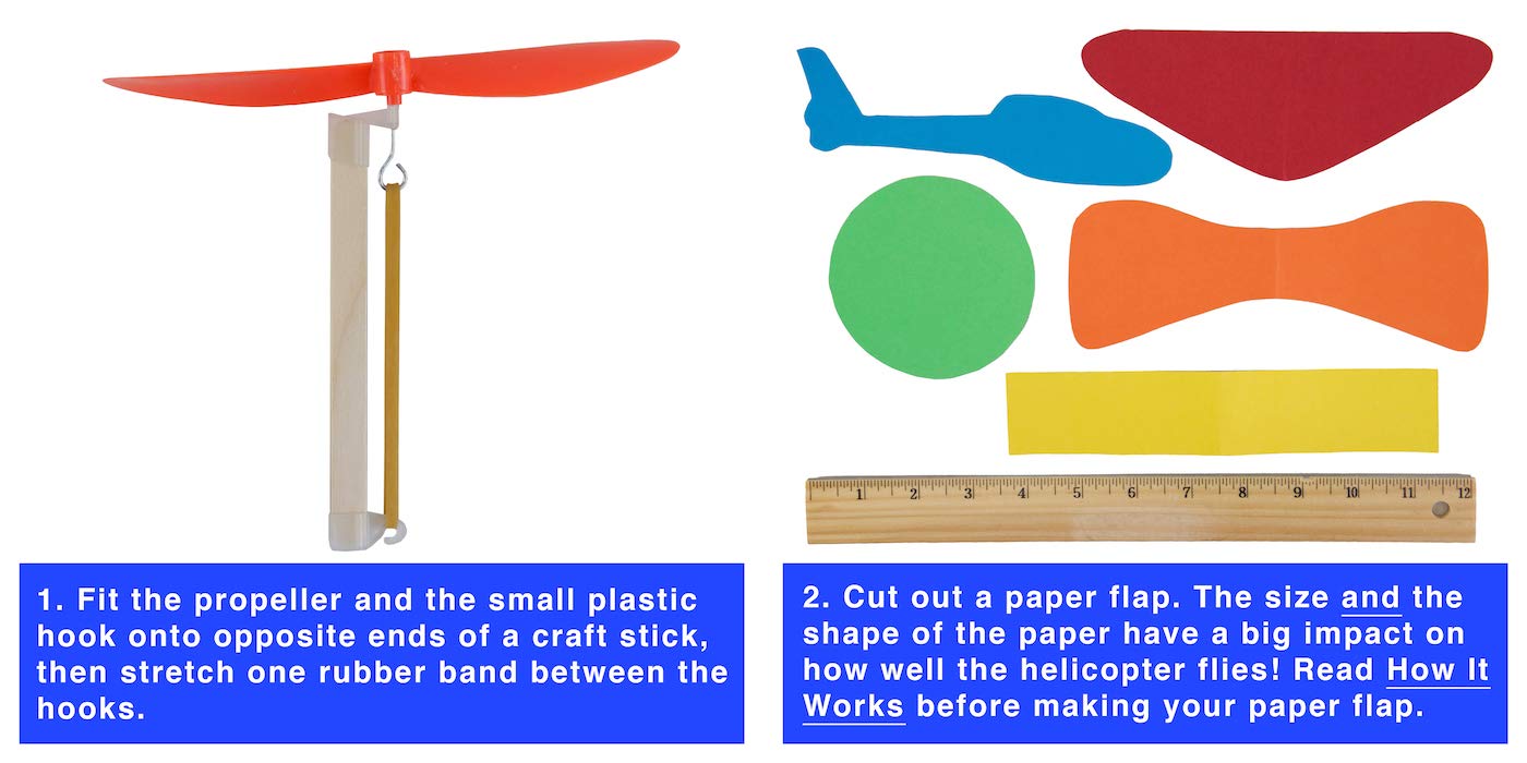 Rubber Band Helicopter Kit – 10-Pack - DIY STEM Craft Project for Kids - Build Your Own Rubberband Flying Toy