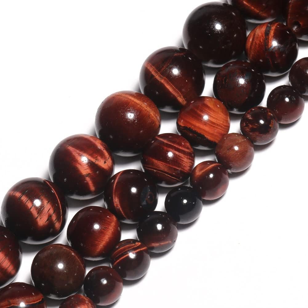 Yochus 45pcs Red Tiger Eye Beads,8mm Healing Power Natural Stone Round Loose Beads for Jewelry Making Earring Necklace DIY Crafts